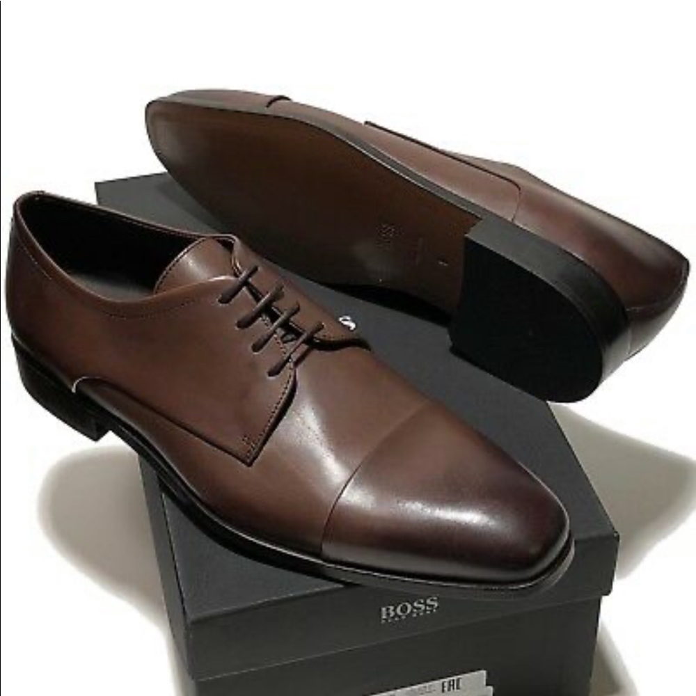 Hugo Boss Leather cap toe oxford dark brown 9 42